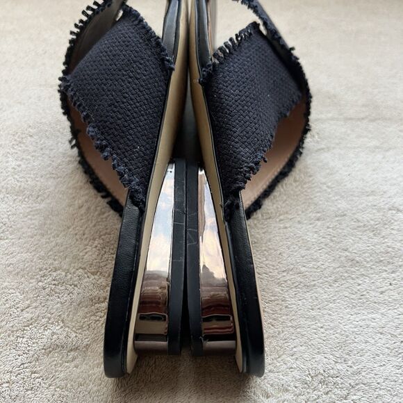 Halston Heritage Estella Black Canvas Sandal Women’s US 6 M Frayed Edge Low Heel - Picture 5 of 16